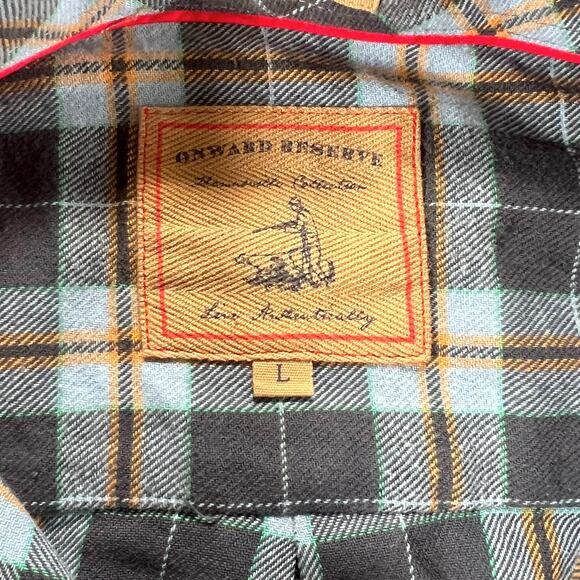 Onward Reserve Mens Field Flannel Shirt Plaid Classic Fit Large Retail $138 - Picture 9 of 10